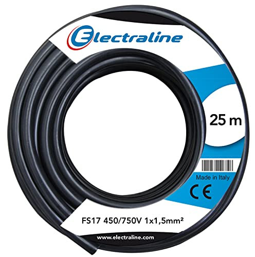 Electraline 13072 Cable unipolar FS17, sección 1 x 1.5 mm², Negro, 25 m