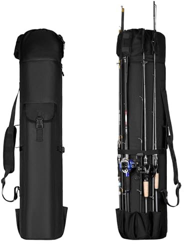 Wowelife Angelrutenträger, Angelrolle, Aufbewahrungstasche für Angeln und Reisen, ein Geschenk für Familie, Vater, Tochter und Freunde (schwarz)
