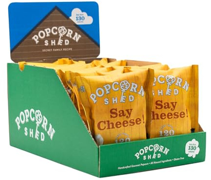 Popcorn Shed Say Cheese! Gourmet Popcorn (16 x 16g) - Cheddar Cheese Gourmet Popcorn, Easy & Low Calorie Snack, Perfect for Parties, Movie Nights & Gifting