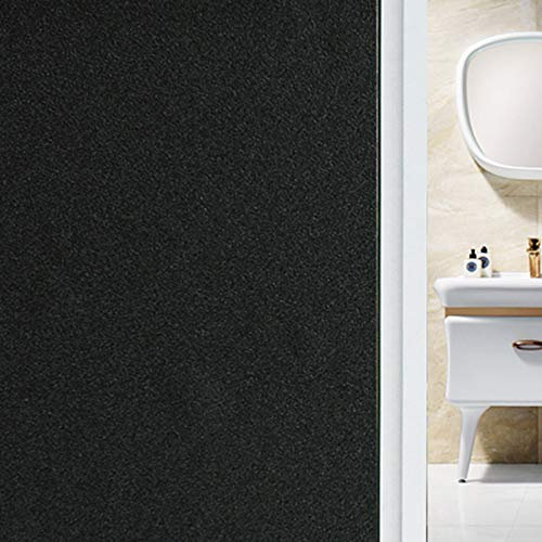 Matte Blackout Privacy Window Film UV Protection Glass Window Sticker Dark Window Tinting Film Light Blocking (90X200cm, Black)