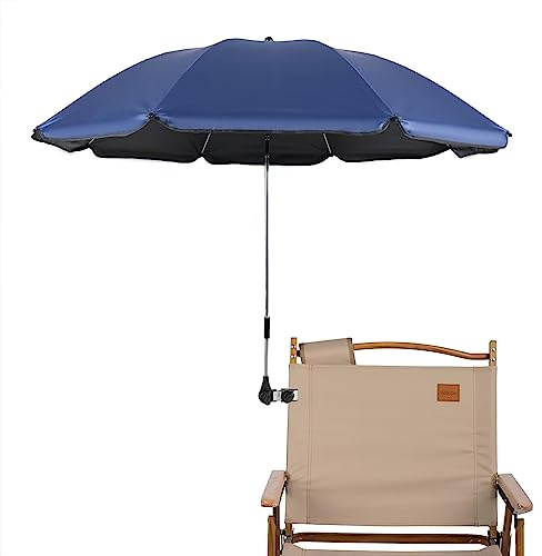 STARRY CITY Sombrilla solar para silla con abrazadera ajustable, con fijación de clip para Paraguas para sillas de patio,sillas de playa,cochecitos,sillas de ruedas y carritos de golf (Azul Oscuro)