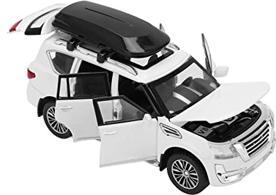 SPYMINNPOO Juguete de coche de metal 1/32, Diecast con sonido y luz de tracción trasera Die Cast Metal Cars SUV Auto Toys para niños y niñas a partir de 3 años (blanco)