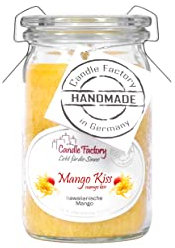 Candle Factory Baby Jumbo Duftkerze aus pflanzlichem Stearin im hitzebeständigen Glas der Marke Weck®, bis zu 20h Brennzeit, Duft: Mango Kiss