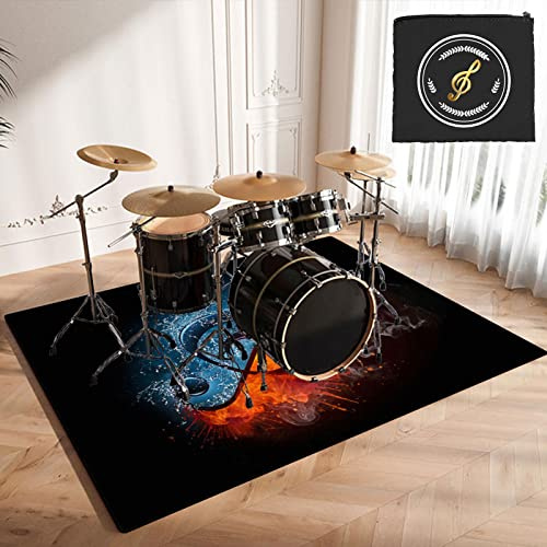 CDVR Tapis Batterie 120 x 80 cm Tapis De Tambour, Tapis insonorisant pour Batterie électronique, Tapis antidérapant, Tapis de Batterie Acoustique Tapis pour Tambour electronique - avec Sac Spécial