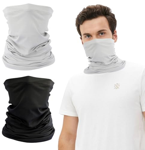 2 Pcs Face Coverings Bandana Set, Multifunctional Headwear Outdoor Sports Scarf, Breathable Ice Silk Sun Protection Cycling Scarf, Soft Elastic Tube Scarf Face for Fishing Cycling Hiking