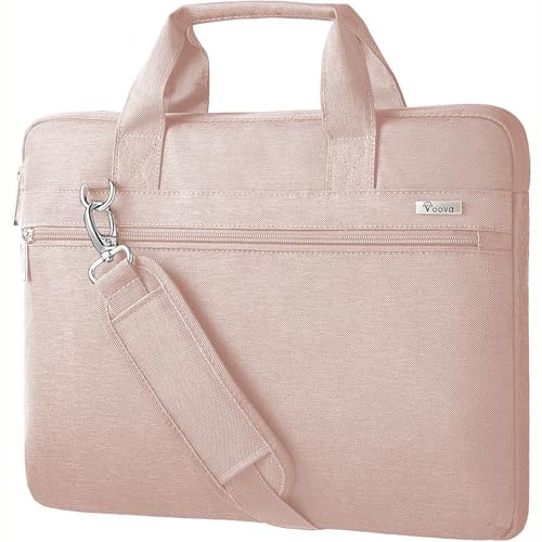 Voova Laptopväska Notebook axelväska 14 15,6 16 tum laptopväska axelväska bärväska 360° skydd vattentät stötsäker notebookväska 15 15,6 prinsessa rosa