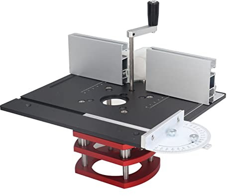 Nimomo Sollevatore per fresatrice con piastra superiore, base di sollevamento, lavorazione del legno, scanalature, smussatura, piano del tavolo (nero)