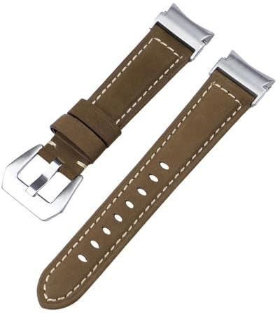 20mm Läderband med snabb passform för Samsung Galaxy Watch 6 5 4 40 44mm klocka 5 pro 45mm för 6/4 klassisk 43 47mm 42 46mm Klockarmband,Brun Silver,för klocka 6 40 44mm