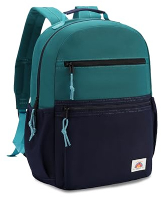 VASCHY Cartable Garcon Primaire 4-8 Ans,Sangle de Poitrine,Vert Marine,11 L | Sac a dos Enfant Léger Format A4/Multi-poches/Porte-nom/Résistant,Cartable CP pour école/Maternelle/Voyage/Scolaire