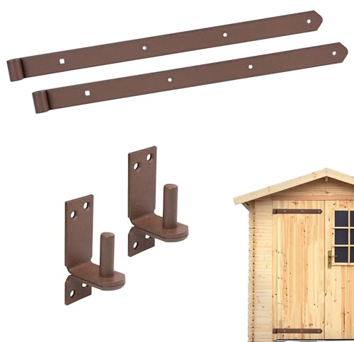 siwitec 2er-Set Duravis Ladenband 600mm mit weiten Kloben, Ø 13mm, rostbraun, witterungsbeständig, Torband, Türband Gartentor, Torscharnier