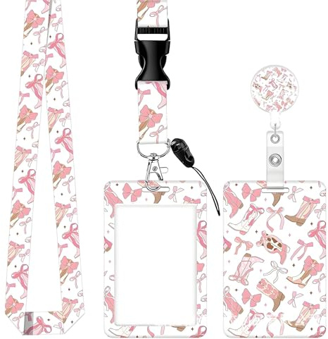 LAY STAY Lanyard and Id Card Holder, Pink Detachable Card Holder for Lanyard, Features a Keyring and Detachable Lanyards, Suitable for Staff, Teachers, Students and Nurses Alike