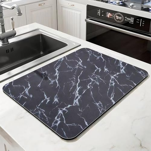 Diatomita alfombrilla escurreplatos 40x60cm, Alfombra Diatomita Cocina & Baño, Protector Encimera Cocina, Antideslizante y Secado Rápido, Lavable en la lavadora
