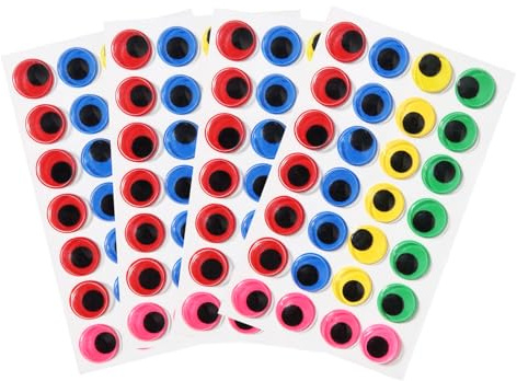 TOAOB 4 Sheets Googly Eyes Stickers Self Adhesive Wiggle Eyes 18mm Plastic Craft Sticker Eyes for DIY Crafts Scrapbooking Decoration Red Blue Yellow Green Pink