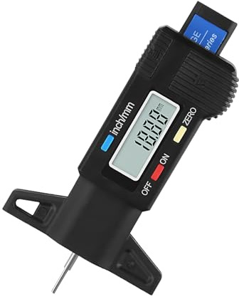 Medidor de profundidad de patrón de neumático digital - Rango de 0-25,4 mm, herramienta de medición duradera, control de alta precisión | Servicio de mantenimiento de bicicletas de automóvil