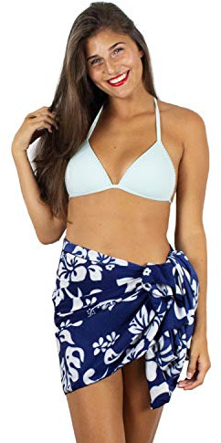 V.H.O. Funky Sarong Petit Hibiskus, Bleu, Taille Unique