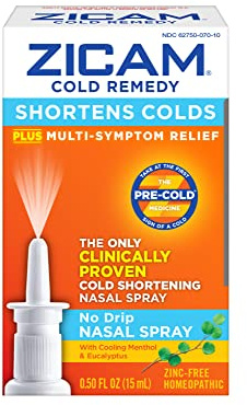 Zicam Cold Remedy No-Drip Nasal Spray with Cooling Menthol & Eucalyptus, 0.5 Fl Oz (Pack of 2)