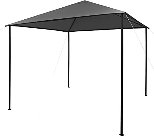 vidaXL Gazebo 3x3 m Anthracite- Steel & Oxford Fabric Pavillion- Outdoor Activities Shelter- Family Gathering, BBQ, Picnic, Party Canopy- Water-Resistant, UV-Resistant- Assembly Required