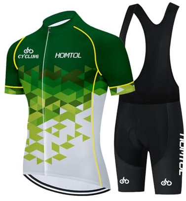 HOMTOL Radtrikot Set Herren Kurzarm Fahrradtrikot Rennrad Trikot Radhose Trägerhose trikot set Fahrradbekleidung Atmungsaktiv schnelltrocknend mit Gel Sitzpolster Damen für Radfahren MTB