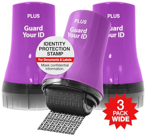 Guard Your ID Wide Identity Theft Protection Roller Stamp, 3-Pack for Mail