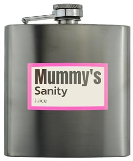 Fiaschetta per liquori in acciaio inox, con scritta Mummy's Sanity Juice, accessorio da viaggio per donne, madri, mamme e nonne, perfetta per Natale e compleanni