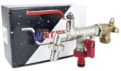 Wärmer System Robinet de jardin mural extérieur avec clapet anti-retour et fixation coudée à plaque murale (double levier de sortie)
