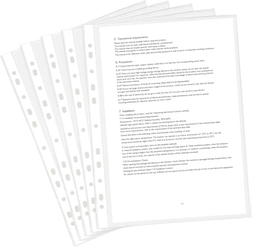 200 fundas para folletos A4 transparentes (fuertes 80 my) 0,08 mm A4 transparentes A4 con perforación, fundas transparentes A4 extra fuertes, plástico PP A4 para documentos