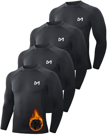MEETWEE Camiseta De Compresión Hombre, Camisa térmica Manga Larga para Deportes Camisetas Transpirable Secado Rápido T-Shirt para Correr Fitness Gimnasio