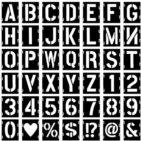 42 Stück Buchstaben Schablone Set,Wiederverwendbare Buchstaben Schablone Schablonen Vintage Buchstaben aus Kunststoff Alphabetschablone Bastelschablonen für Holzschilder Kuchen Malerei (4 Zoll)