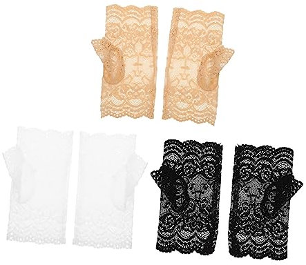 ANDRESLAD 3paare Atmungsaktive Spitzenhandschuhe Für Sonnenschutz Uv-Schutz-Handschuhe Für Damen Und Radfahren