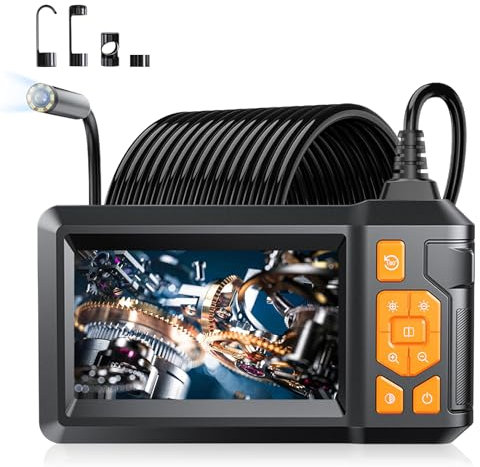 Endoskopkamera mit Licht 10m, worahroe 1080P HD Boroskop Industrielles Endoskop 4.3 Zoll IPS Bildschirm Inspektionskamera IP67 wasserdichte Rohrkamera 8mm Endoscope mit 8 einstellbaren LEDs