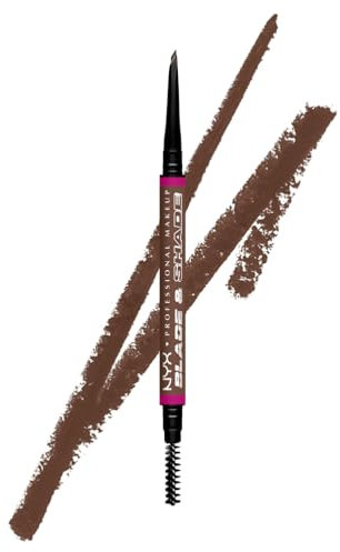 NYX Professional Makeup Augenbrauenstift, Mit zweiseitiger Spitze zum Definieren der Augenbrauen, Bis zu 16h wischfest und farbecht, Vegane Formel, Blade & Shade Nano, Farbton: Chocolate