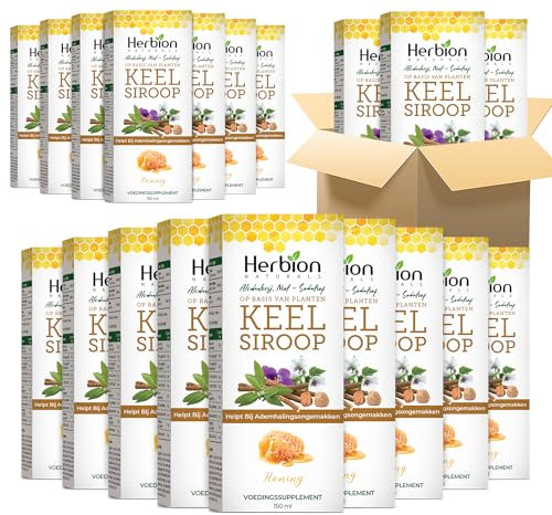 Herbion Naturals Sciroppo per la gola con miele - 150 mL - Formula lenitiva delicata (24 sciroppi in una scatola)