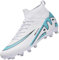 Csgkag Fußballschuhe Herren High Top Spike Cleats Professionelle Fussballschuhe Jugendliche Fußball Stiefel Athletics Trainingsschuhe Outdoor Sportschuhe Football Schuhe,Weiß,EU43