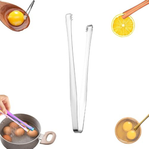 Werkzeug zum Entfernen von Ei-Chalaza, Zange zum Entfernen zerbrochener Eierschalen, Eiszange, Zuckerzange, Entferner von Ei-Chalaza-Membranen, multifunktionale Küchenzange für Eis und Eier (silbrig)