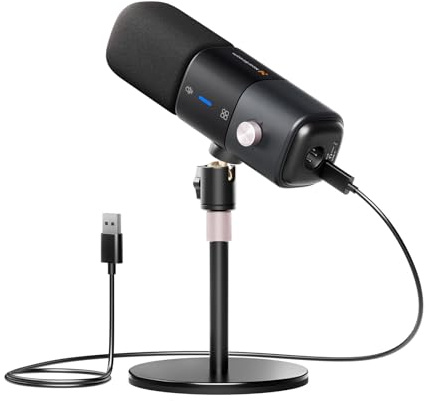 NearStream AM25X Gen2 XLR/USB Condenser Microphone with Noise Canceling/Volume Control/Headphone Jack/Mute, Podcast Microphone for PC/Audio Mixer, Desktop Mic for Stream/Podcast/Gaming/Music Record