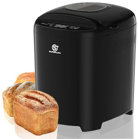 SUPERLEX Macchina per il pane 550 W, macchina per il pane con 11 programmi, 2 misure, 700 g, 900 g, display LCD, timer 13 ore, funzione di mantenimento del calore, interruzione di corrente, memoria