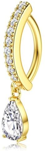 XFSRG Faux Piercing Du Nombril Anneau Doré Avec Goutte Cristal Bijoux De Corps Élégant Pour Femmes (Or)