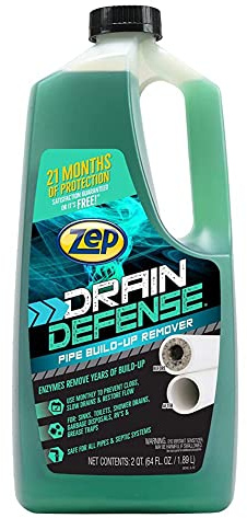 Zep Drain Defense Pipe Build-Up Remover - 64 Ounces - ZLDC648 - Professional Strength Liquid Pipe Build Up Remover,GREEN
