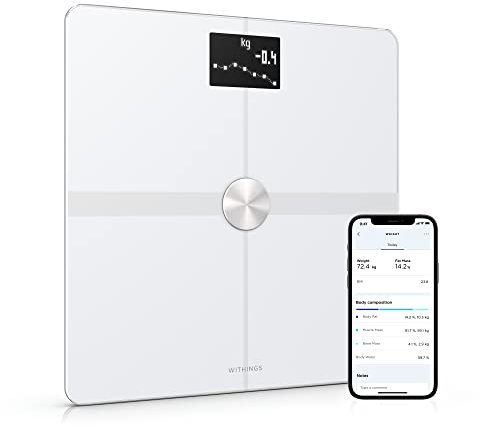 Withings Body+ - Smart Wi-Fi and Bluetooth Bathroom Scale - Digital Bathroom Scale Incl. Body Fat Scale for Weight loss, Scales for Body Weight, Digital Scales for Body Weight, Body Composition Scales