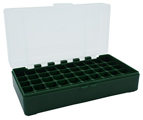 Waffenpflegewelt WPW Patronenbox aus robustem Kunstoff mit Klappdeckel für Kaliber .44 Magnum, Kaliber .44 Special, Kaliber .41 Magnum, Kaliber .45 Long Cold - 50 Stück grün