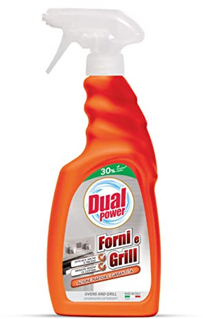 Dual Power, Forni e Grill, Detergente Alcalino per la Rimozione dei Residui di Grassi e Carbonizzati da Cappe, Piastre di Cottura, Made in Italy, Confezione 500 ml