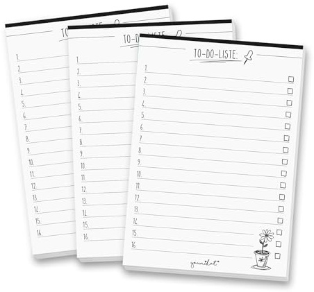 younikat 3 Stück To-do Liste - DIN A6 (105 x 148 mm) - schwarz weiß - dv438