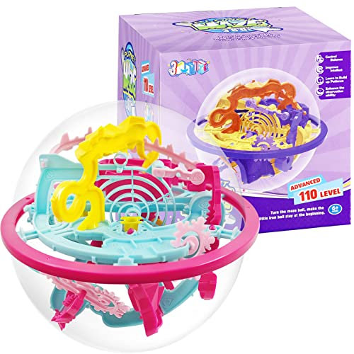 3D Maze Labyrinth Kugel, 3D Puzzle Ball mit 110 Level, Labyrinth Ball Spiel, Dreidimensionales LabyrinthBall, 3D-Labyrinthspiel, Labyrinth Puzzle BallGeschicklichkeitsspiel