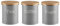 EHC Tea Sugar Coffee Canisters, Set of 3 Tea Sugar Coffee Containers Set, Storage Jars With lids Airtight, Grey