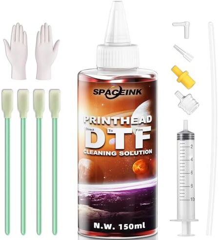 Spaceink DTF Cleaning Solution150mL for Epson L805 XP15000 L1800 8550 R1390 XP600 Ink Printer，Compatible DTG Printer Print Head T Shirt Transfer Paper Liquid Cleaner，Upgraded Solution