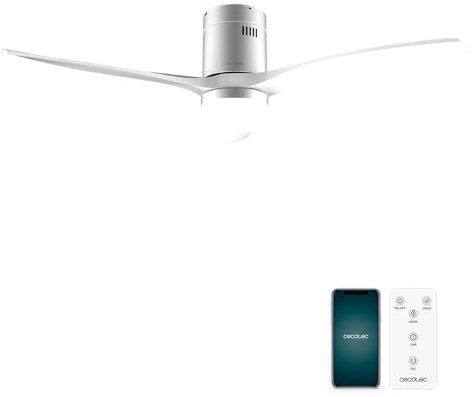 Cecotec - Deckenventilatoren mit Licht EnergySilence Aero 5600 Aqua Black&WhiteWood Connected, 132 cm, 40 W, LED 20W Licht, 3 Flügel, 6 Geschwindigkeiten, Timer, Winter/Sommer, Wi-Fi, Schwarzweiß