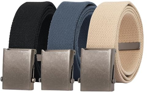JasGood Canvas Web bälte för män justerbart tyg militärbälte med metallspänne, 3,8 cm bredd