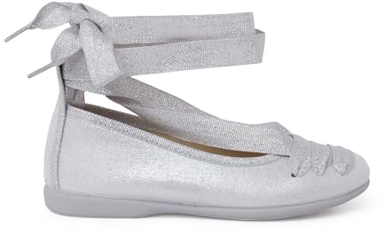 Pisamonas Bailarinas Goyescas con Cintas Brillo Talla 35 Color Plata