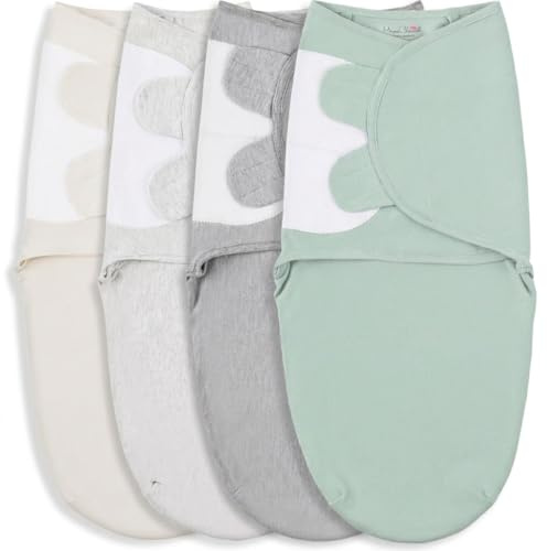 Mama Cheetah Baby Swaddle säck, ekologisk bomull swaddle filt, justerbar swaddle sovsäckar, lätt att linda för pojke flicka 0-3 månader, baby väsentligheter, 4-pack