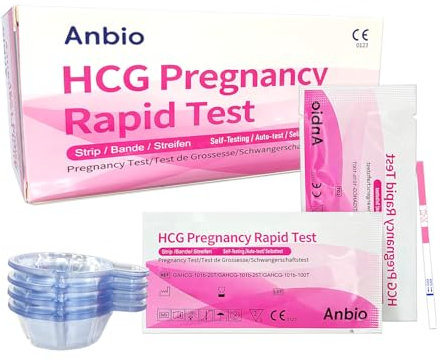 Anbio 20 x Schwangerschaftstest Frühtest 10 miu/ml - im Breite 5 mm Empfindliches Pregnancy HCG Test - Frühschwangerschaftstest Ultra Frühtest Schwangerschaft Streifen
